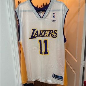 Reebok Karl Malone White Lakers Jersey